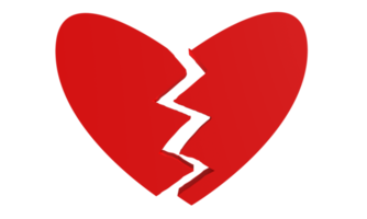 scheiden rood hart liefde gebroken symbool decoratie gelukkig Valentijn 14 veertien dag verhouding droefheid Uitmaken paar conflict hartzeer verlies depressie einde dating crisis icoon romantisch pijn doen png