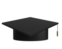 sombrero color negro símbolo decorar ornamento felicitación estudiante universidad escuela secundaria diploma académico gorra sabiduría certificado conocimiento licenciatura premio grado logro.3d render png