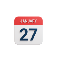 januari realistisch kalender icoon 3d illustratie datum januari 27 png