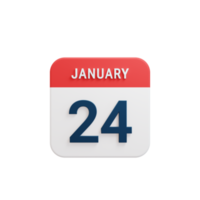 January Realistic Calendar Icon 3D Illustration Date January 24 png