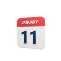 enero realista calendario icono 3d ilustración fecha enero 11 png