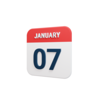 gennaio realistico calendario icona 3d illustrazione Data gennaio 07 png