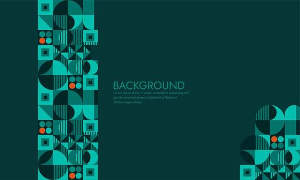 Geometric Abstract Backgrounds Design. Composition of simple geometric shapes on a blue background. For use in Presentation, Flyer and Leaflet, Cards, Landing, Website Design. Vector illustration.