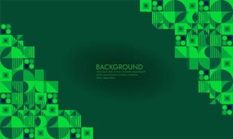 Geometric Abstract Backgrounds Design. Composition of simple geometric shapes on a green background. For use in Presentation, Flyer and Leaflet, Cards, Landing, Website Design. Vector illustration.