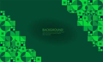 Geometric Abstract Backgrounds Design. Composition of simple geometric shapes on a green background. For use in Presentation, Flyer and Leaflet, Cards, Landing, Website Design. Vector illustration.