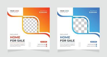 Modern and creative real estate social media post or banner template vector