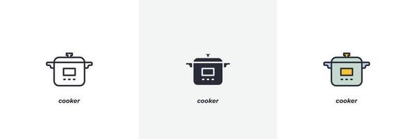 icono de cocina. línea, contorno sólido y relleno versión en color, contorno y signo de vector relleno. símbolo de idea, ilustración de logotipo. gráficos vectoriales