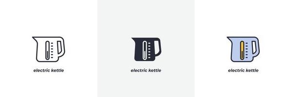 icono de hervidor eléctrico. línea, contorno sólido y relleno versión en color, contorno y signo de vector relleno. símbolo de idea, ilustración de logotipo. gráficos vectoriales