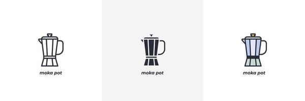 moka pot icon. Line, solid and filled outline colorful version, outline and filled vector sign. Idea Symbol, logo illustration. Vector graphics