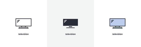 icono de la televisión. línea, contorno sólido y relleno versión en color, contorno y signo de vector relleno. símbolo de idea, ilustración de logotipo. gráficos vectoriales