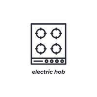 Vector sign electric hob symbol is isolated on a white background. icon color editable.