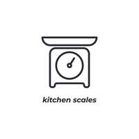 Vector sign kitchen scales symbol is isolated on a white background. icon color editable.