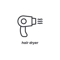 el símbolo del secador de pelo de signo vectorial está aislado en un fondo blanco. color de icono editable. vector
