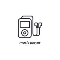 Vector sign music player symbol is isolated on a white background. icon color editable.