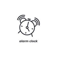el símbolo del reloj de alarma de signo vectorial está aislado en un fondo blanco. color de icono editable. vector