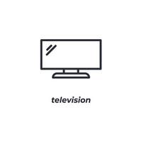 Vector sign television symbol is isolated on a white background. icon color editable.