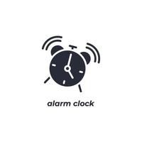 el símbolo del reloj de alarma de signo vectorial está aislado en un fondo blanco. color de icono editable. vector