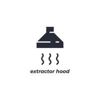 Vector sign extractor hood symbol is isolated on a white background. icon color editable.