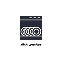 Vector sign dish washer symbol is isolated on a white background. icon color editable.