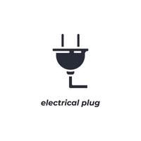 Vector sign electrical plug symbol is isolated on a white background. icon color editable.