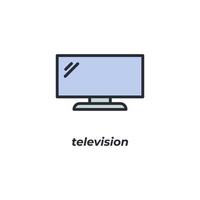 Vector sign television symbol is isolated on a white background. icon color editable.