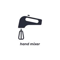 Vector sign hand mixer symbol is isolated on a white background. icon color editable.