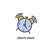 el símbolo del reloj de alarma de signo vectorial está aislado en un fondo blanco. color de icono editable. vector