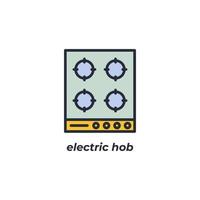 Vector sign electric hob symbol is isolated on a white background. icon color editable.