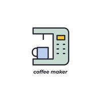 Vector sign coffee maker symbol is isolated on a white background. icon color editable.