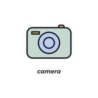 Vector sign camera symbol is isolated on a white background. icon color editable.