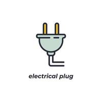 Vector sign electrical plug symbol is isolated on a white background. icon color editable.