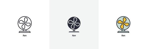 icono de ventilador. línea, versión en color de contorno sólido y relleno, contorno y signo de vector relleno. símbolo de idea, ilustración de logotipo. gráficos vectoriales