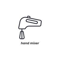 Vector sign hand mixer symbol is isolated on a white background. icon color editable.