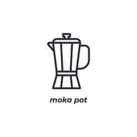 Vector sign moka pot symbol is isolated on a white background. icon color editable.