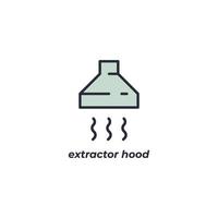 Vector sign extractor hood symbol is isolated on a white background. icon color editable.