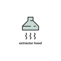 Vector sign extractor hood symbol is isolated on a white background. icon color editable.