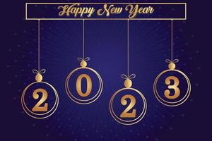 2023 happy new year background design with blue and golden color . greeting card, post, banner design illustration vector