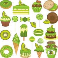 Set of digital elements with kiwi candies vector