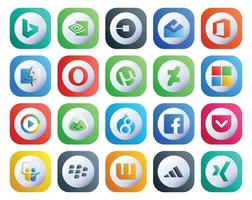 20 Social Media Icon Pack Including pocket drupal opera basecamp windows media player vector