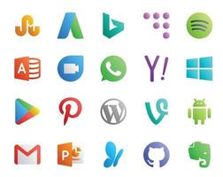 20 Social Media Icon Pack Including android cms yahoo wordpress apps vector