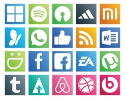 Paquete de 20 íconos de redes sociales que incluye forrst utorrent rss deportes electrónica artes vector