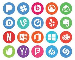 Paquete de 20 íconos de redes sociales que incluye adobe creative cloud quicktime windows microsoft access vector