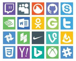 20 Social Media Icon Pack Including css vine odnoklassniki nike photo vector