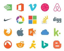 20 Social Media Icon Pack Including powerpoint browser microsoft firefox overflow vector