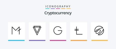 Cryptocurrency Line 5 Icon Pack Including coin. crypto currency. block net. crypto. verge. Creative Icons Design vector