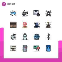 Flat Color Filled Line Pack of 16 Universal Symbols of cabinet network certificate internet tower Editable Creative Vector Design Elements