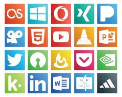 20 Social Media Icon Pack Including pocket open source video tweet powerpoint vector