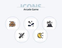 paquete de iconos llenos de línea arcade 5 diseño de iconos. juego. pino boliche. juegos. divertida. juego vector