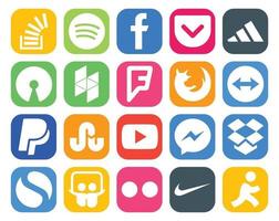 20 Social Media Icon Pack Including video stumbleupon open source paypal browser