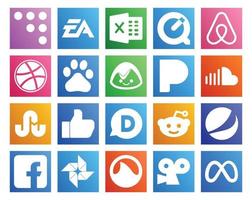 20 Social Media Icon Pack Including reddit like baidu stumbleupon sound vector